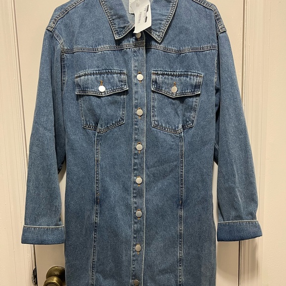 FITTED DENIM UTILITY DRESS Size L - Picture 9 of 14